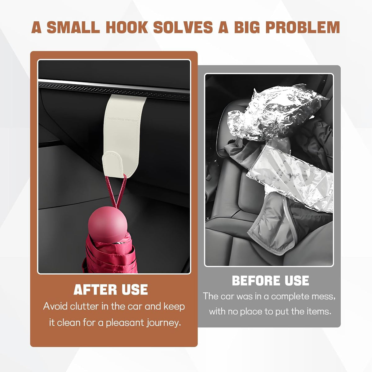 Hovom 2PCS Car Co-Pilot Glovebox Hooks, Anti-Scratch Auto Co-Pilot Glove Box Hanger Organizer, Vehicle Passenger Seat Hanging Storage Hook for Handbag Purse Umbrella, Car Accessories (Beige)