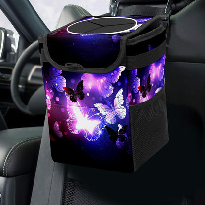 Gothic Moon Stars Boho Car Trash Can with Lid - Collapsible Reusable Waterproof Car Garbage Bag - Organizer