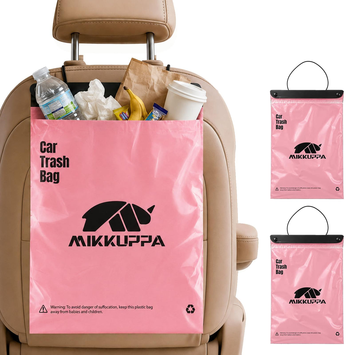 MIKKUPPA Disposable Car Trash Bags - 50 Count Hanging Trash Bag