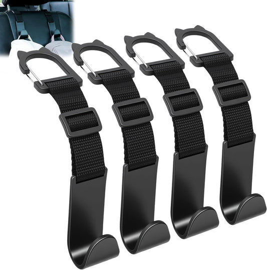 Amooca Anti-drop Car Headrest Hooks 4 Pack Seat Organizer for Bags