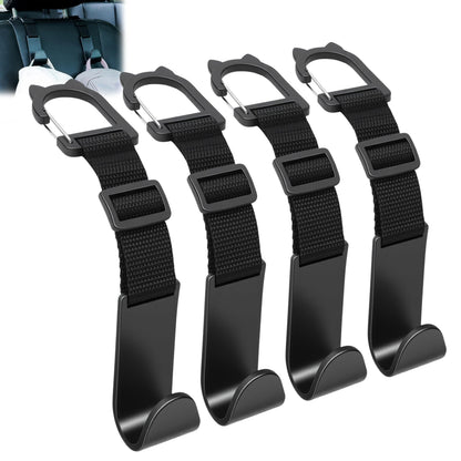 Amooca Anti-drop Car Headrest Hooks 4 Pack Seat Organizer for Bags