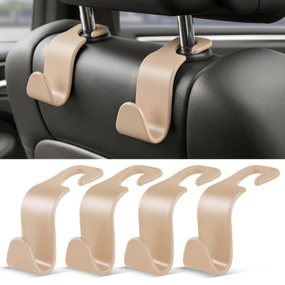 SINGARO Universal 4 Pack Car Seat Headrest Purse Hook, Carbon Fiber Back Seat Hook Storage Organizer Hanger for Purse Handbag Coat, Car Interior Accessories(Black)