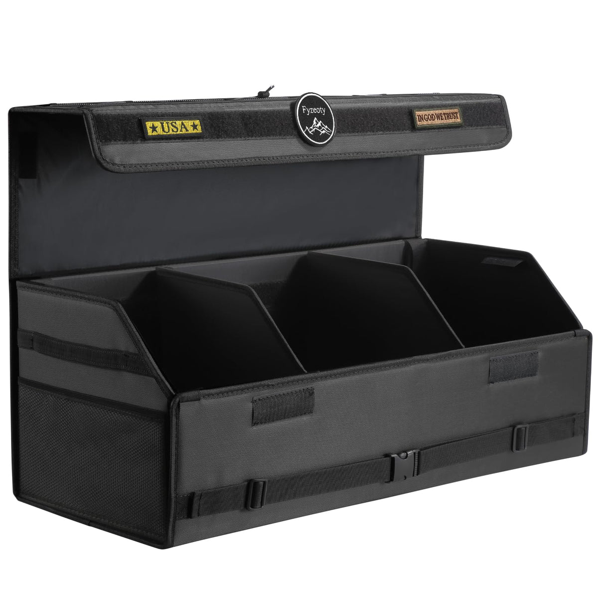 Fyzeoty Car Trunk Organizer for SUV and Sedan, Black, 29.5 inches