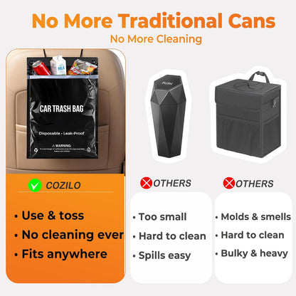 COZILO 50 Count Disposable Car Trash Bags, Hanging & Stick-On Car Trash Can
