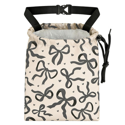 Black Flower Car Trash Bag - Waterproof Car Trash Bag Hanging Leakproof Car Garbage Bag - Washable Reusable Trash Bag for Car Interior Hanging Organizer Storage Vehicle Travelling Camping