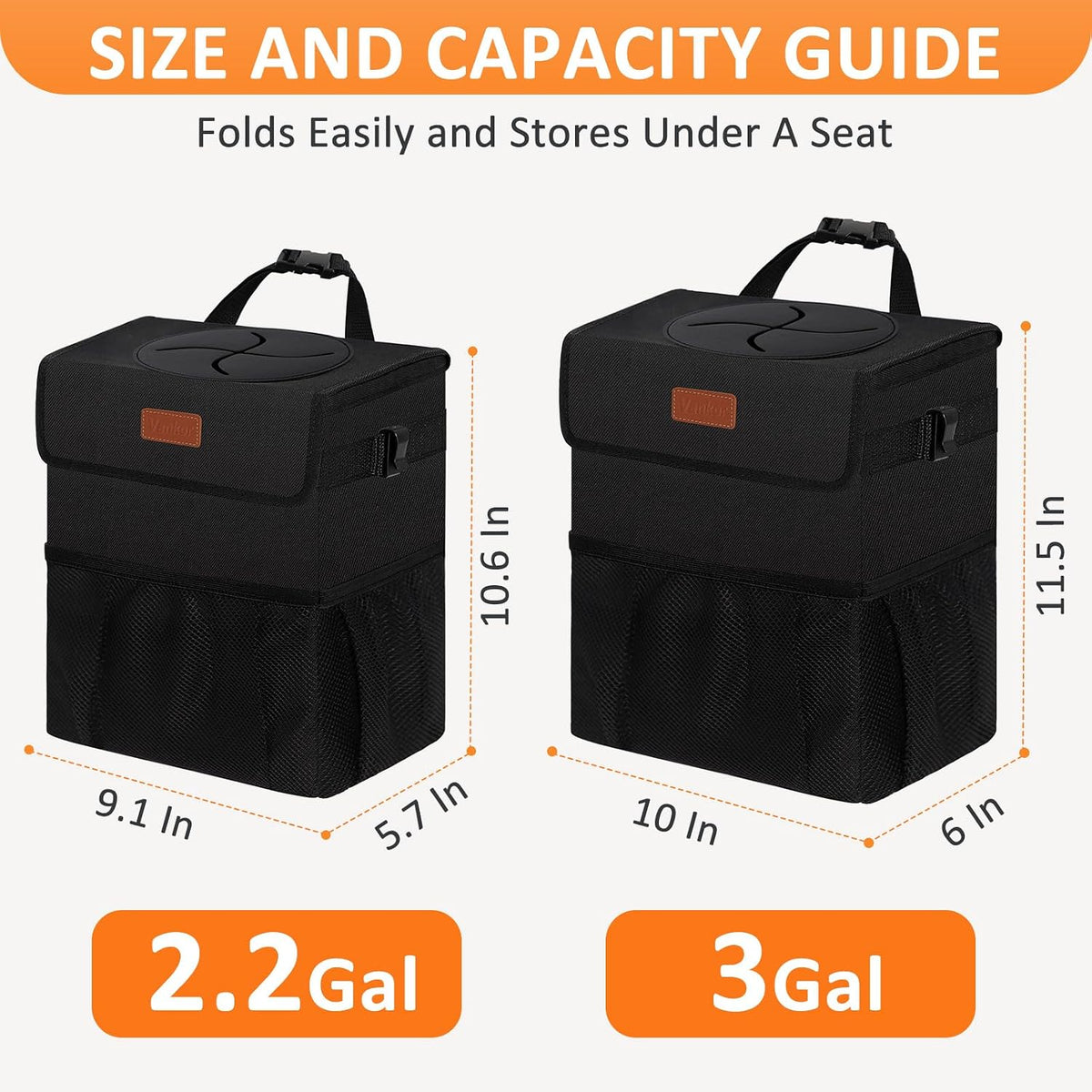 Vankor Car Trash Can with Lid Leak Proof Car Accessories for Women