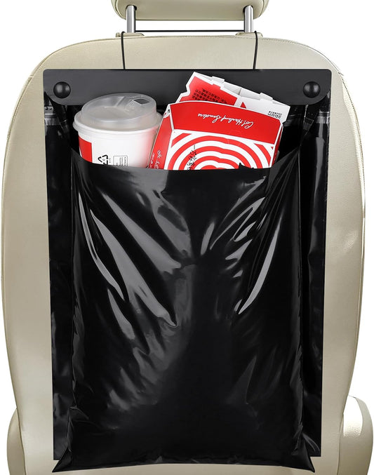 Accmor Hanging Car Trash Bags, 30 Count Disposable Garbage Bags, 2 Gallon Large Capacity Headrest Waist Bin for Sedan, SUV, Truck, RV, Easy Tear Roll, Easy Stick-On, Leak-proof