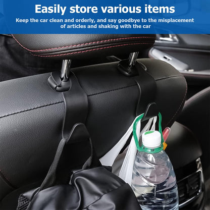 8sanlione 4PCS Car Back Seat Headrest Hooks, Storage Hanger, Black