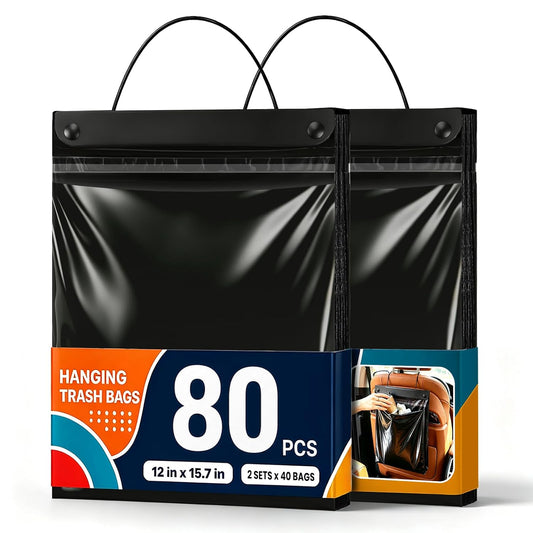 80 Count Hanging Car Trash Bags, Disposable Leak-proof Garbage Can for Car