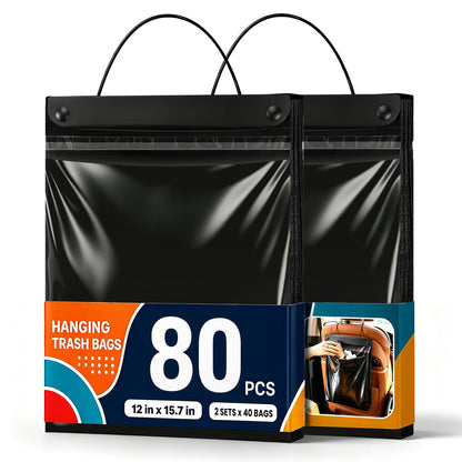 80 Count Hanging Car Trash Bags, Disposable Leak-proof Garbage Can for Car