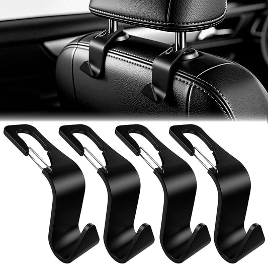 Car Seat Headrest Hook for Purses Bags Groceries,4 Pack Black