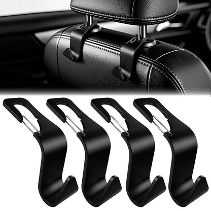 Car Seat Headrest Hook for Purses Bags Groceries,4 Pack Black