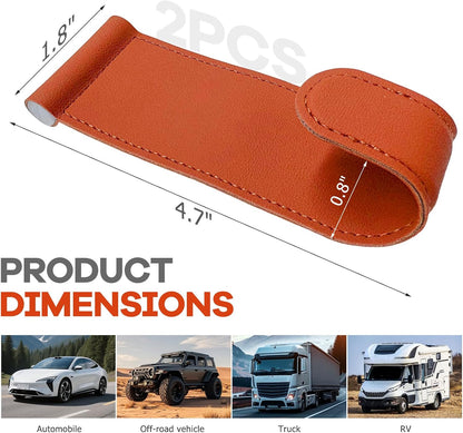 2 PCS Car Co-Pilot Glovebox Hook, Anti-Scratch Leather Passenger Seat Hanger Organizer, Multifunctional Vehicle Interior Seat Storage Hanger for SUVs Sedans Trucks (Orange)