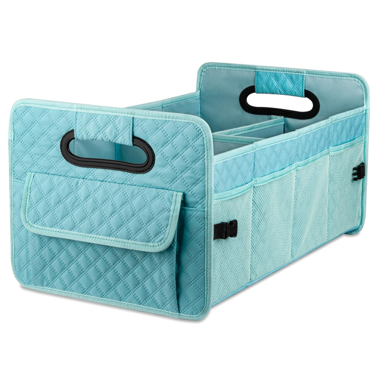 JiatuA Car Trunk Organizer for SUV, Car Storage Organizer Collapsible Multi Compartment Container Box Adjustable Car Accessories for Women Men, Beige