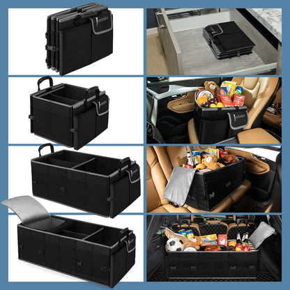 Trunk Organizer and Storage with Built-In Insulated Leak Proof Cooler Bag