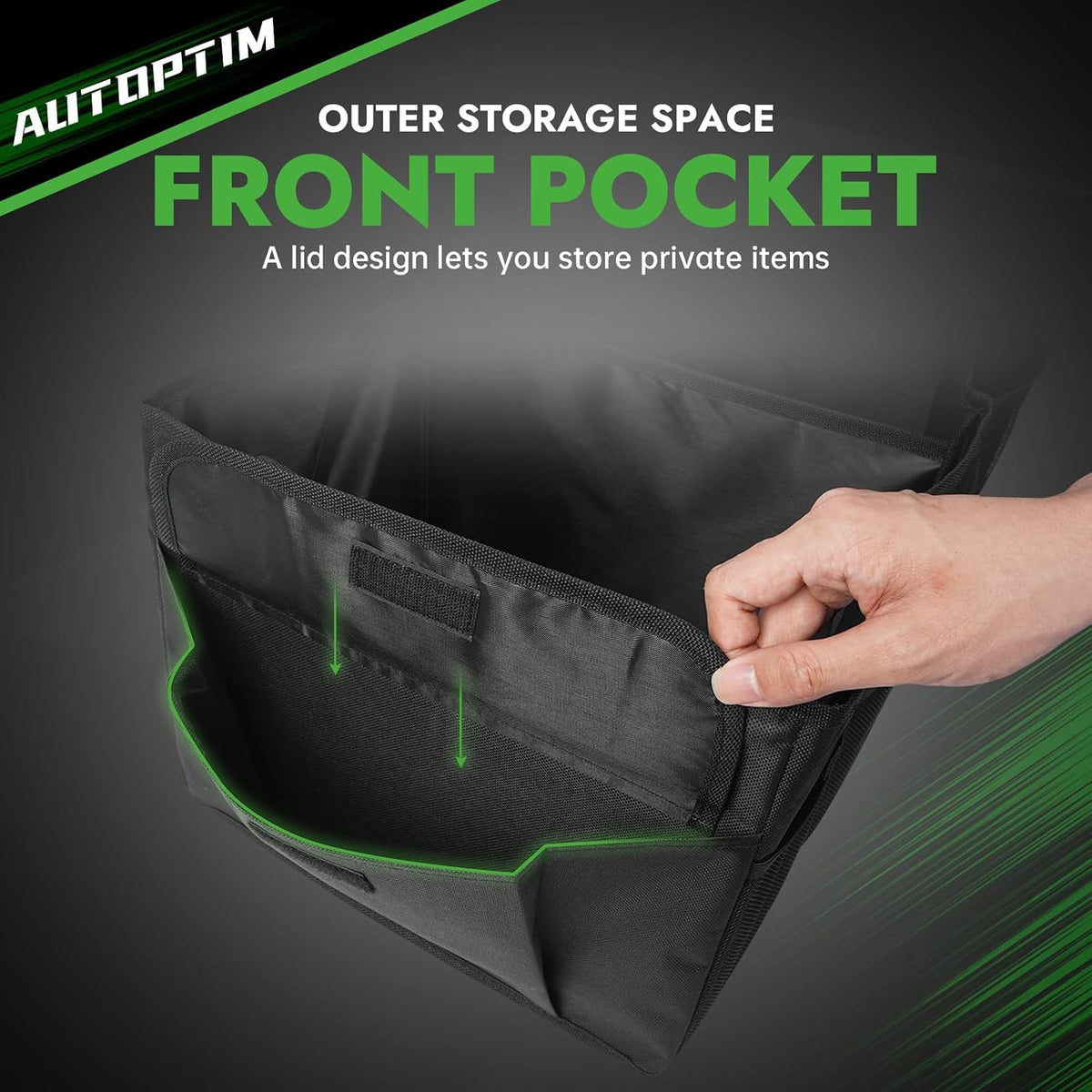 AUTOPTIM Car Trunk Organizer - Collapsible Car Organizer, Black, Medium