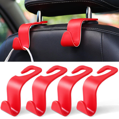 LivTee Car Seat Headrest Hook, Auto Seat Hook Hangers Storage Organizer Interior Accessories for Purse Coats Umbrellas Grocery Bags Handbag, 4-Pack