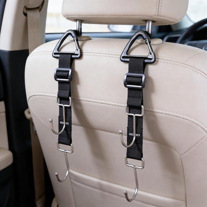 Car Purse Hook Double Hooks 2 Pack Stainless Steel Bag Hanger Holder for Car Headrest glovebox Hanging handbag Grocery Bags Backpack Coats Hats Front Seat Back Storage Hook Strap