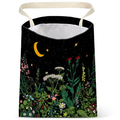 IRADA Car Trash Bag Hanging No Snap Small Garbage Bag for Car Back Seat Cute Printed One-Handed Strap Trash Bags Car Accessories-Wildflowers-Black Car Trash Bags