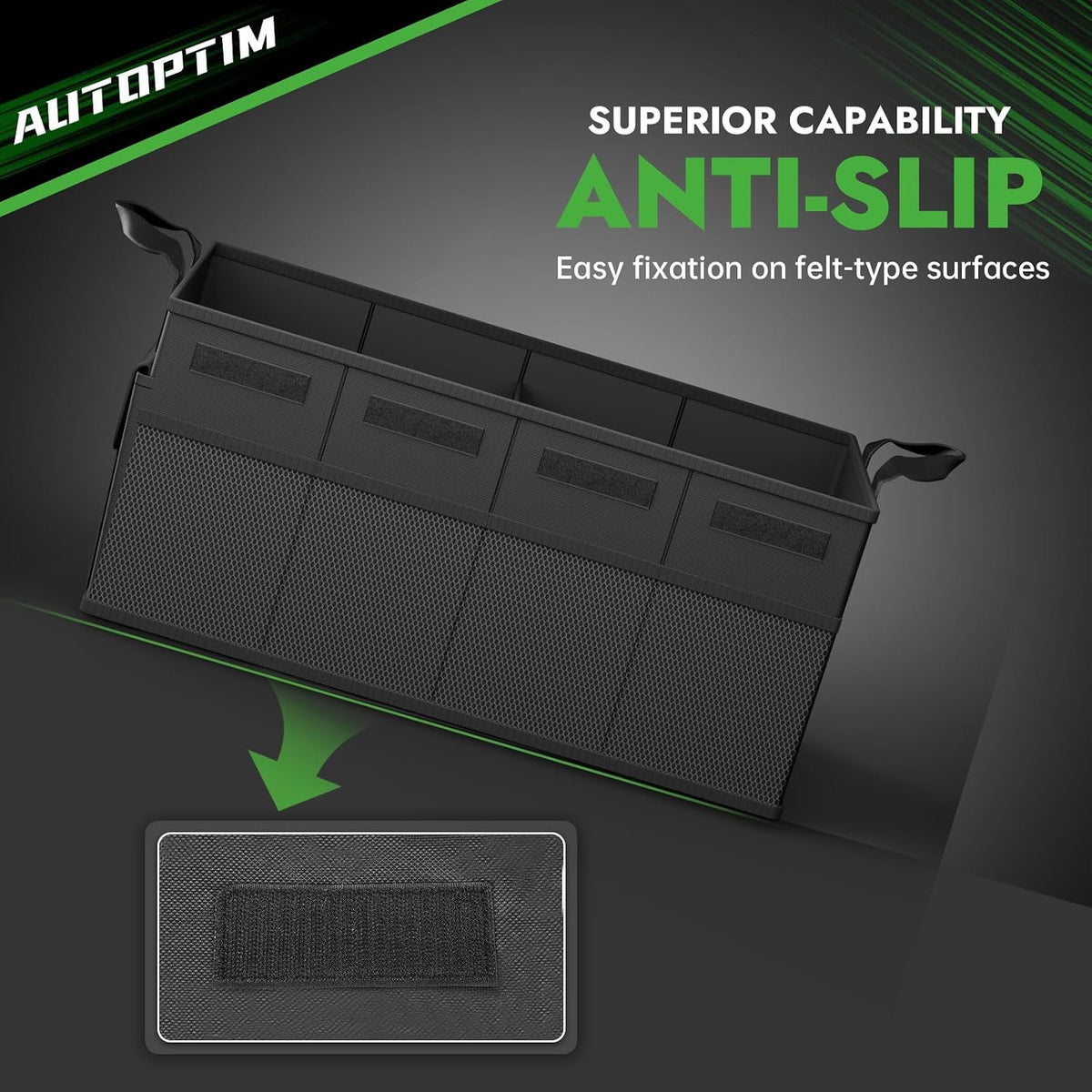 AUTOPTIM Car Trunk Organizer - Collapsible Car Organizer, Black, Medium