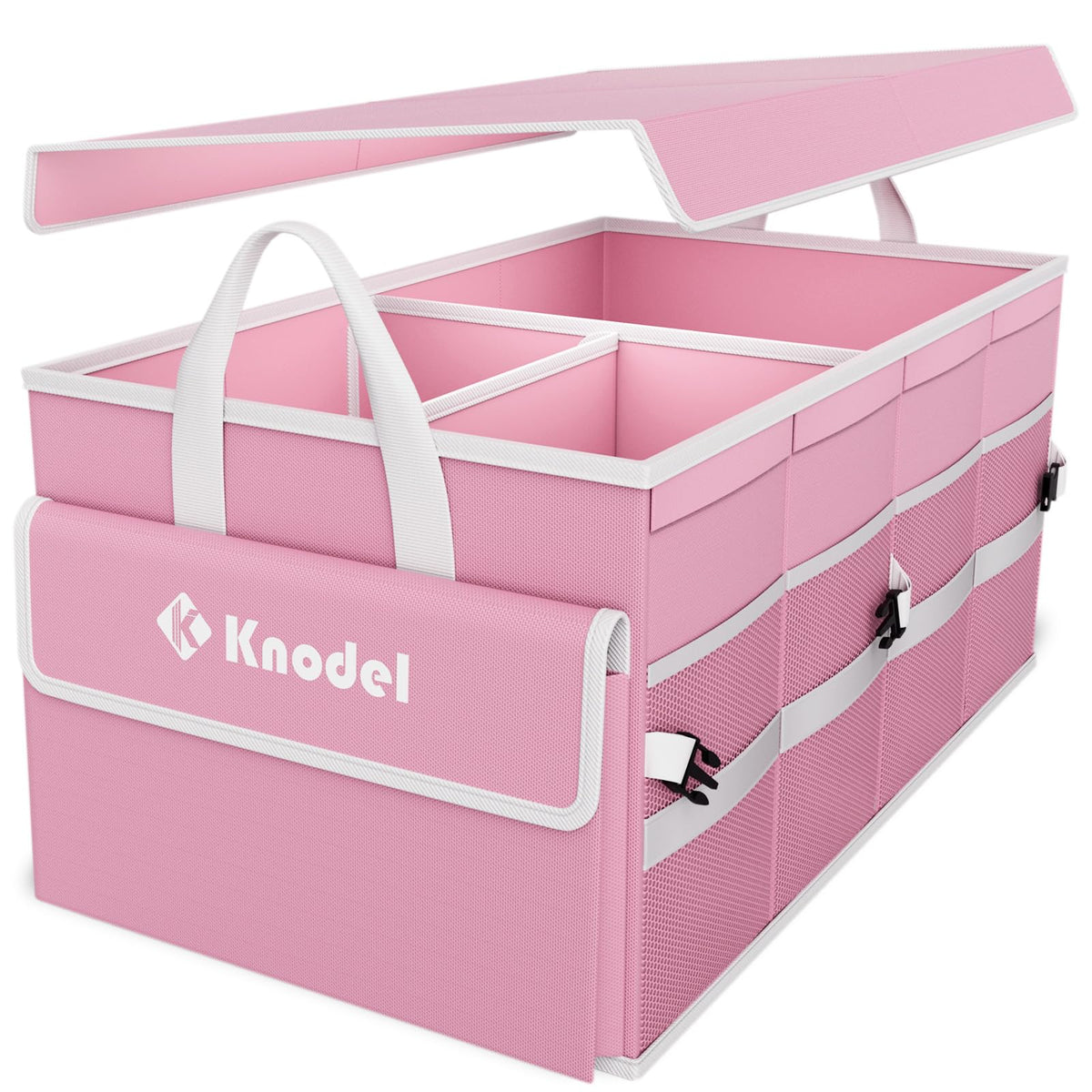 K KNODEL Trunk Organizer with Lid for Car, SUV, and Truck (Medium, Black)