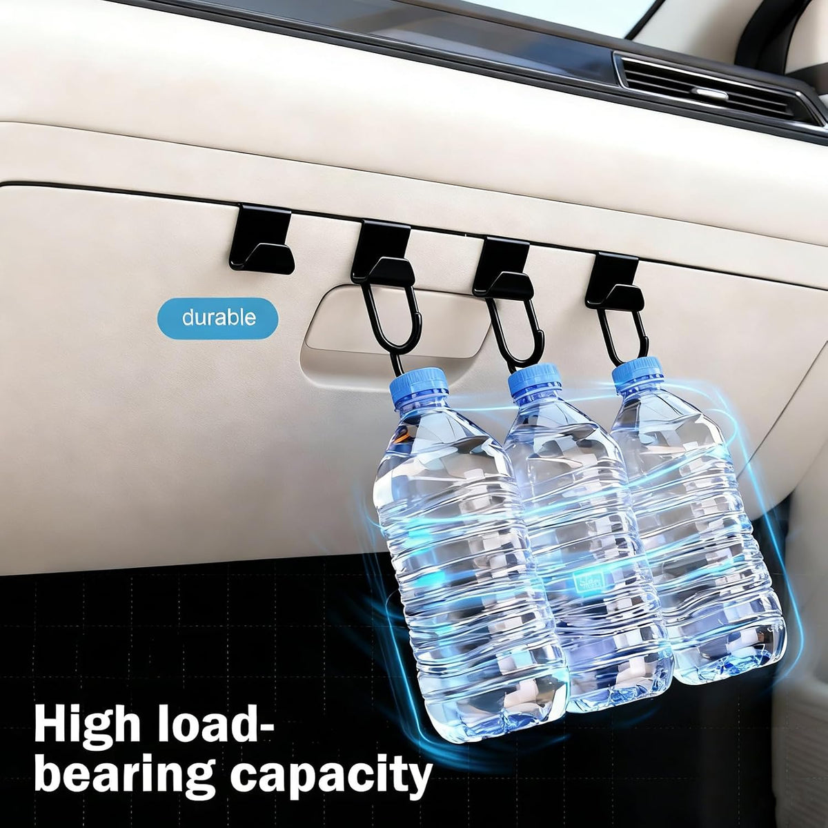 4 PCS Car Co-Pilot Glovebox Hooks, Hanger Storage Organizer for Cars, Co-Pilot Glove Box Purse Hook, Universal for Most Cars (Black)