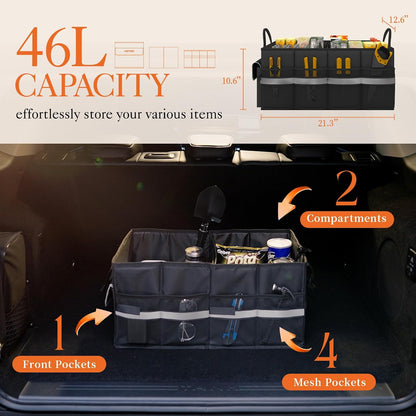 HOTOR Trunk Organizer - Collapsible Car Organizer for SUV, Sedan & Van