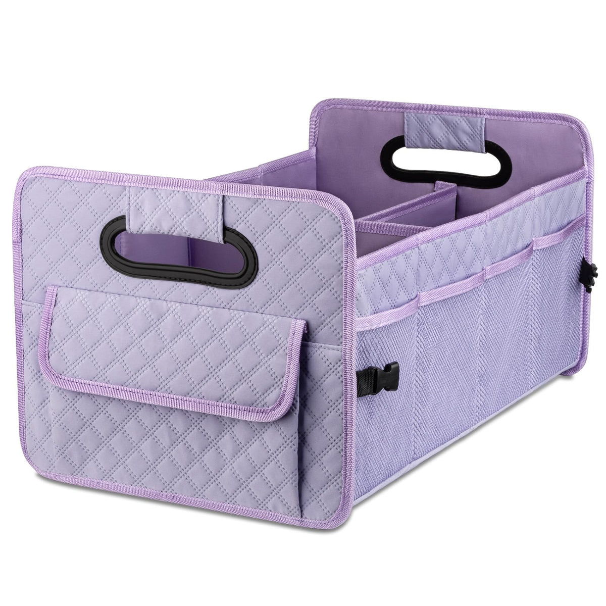 JiatuA Car Trunk Organizer for SUV, Car Storage Organizer Collapsible Multi Compartment Container Box Adjustable Car Accessories for Women Men, Beige