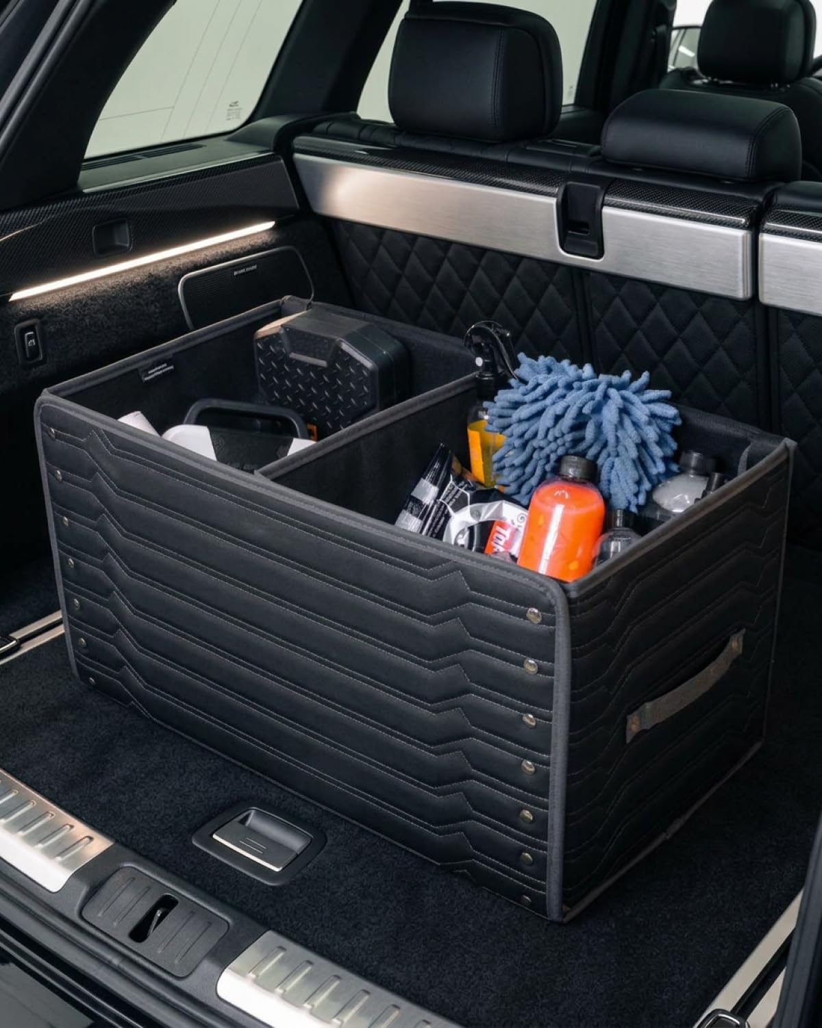 Owleys Foldable Trunk Organizer for Car Storage - Collapsible Auto Trunk Organizer With Lid - Trunk Organization (21.6 inch, Hexy)