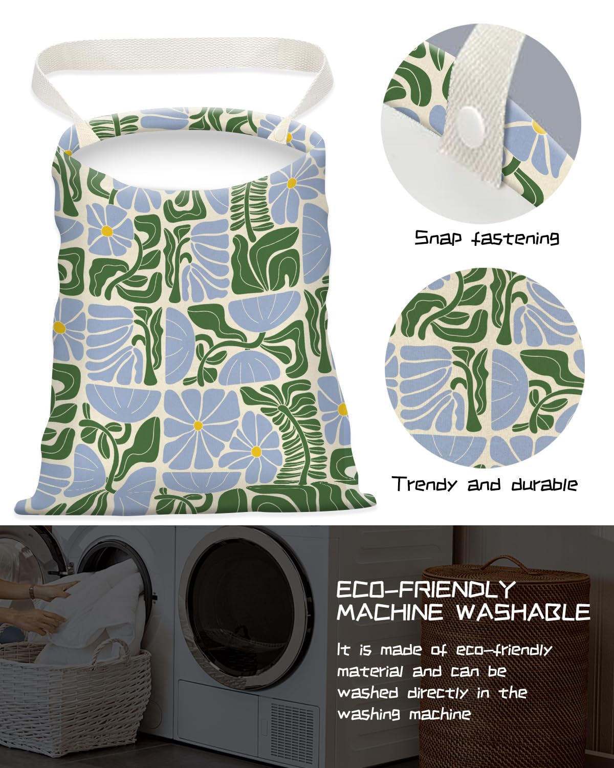 Car Trash Can, Seat Back Hanging Trash Bag, Cute Canvas Garbage Bag, Essential Car Trash Bin Cars Organizers Floral Leaves