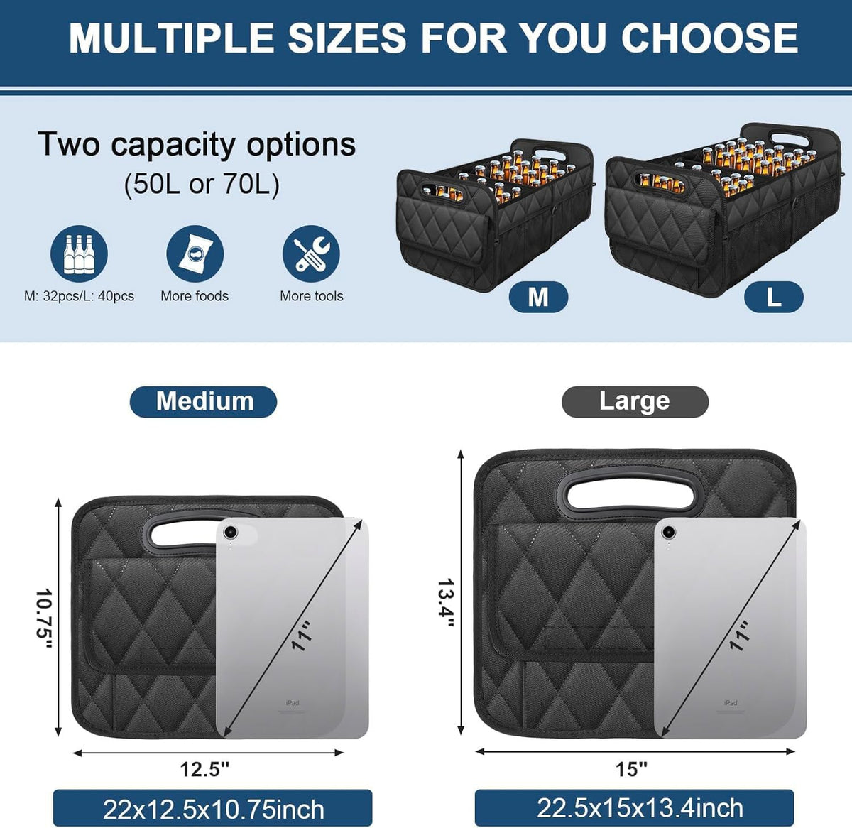 Deosk Car Trunk Organizer for SUV, Foldable Car Organizers and Storage