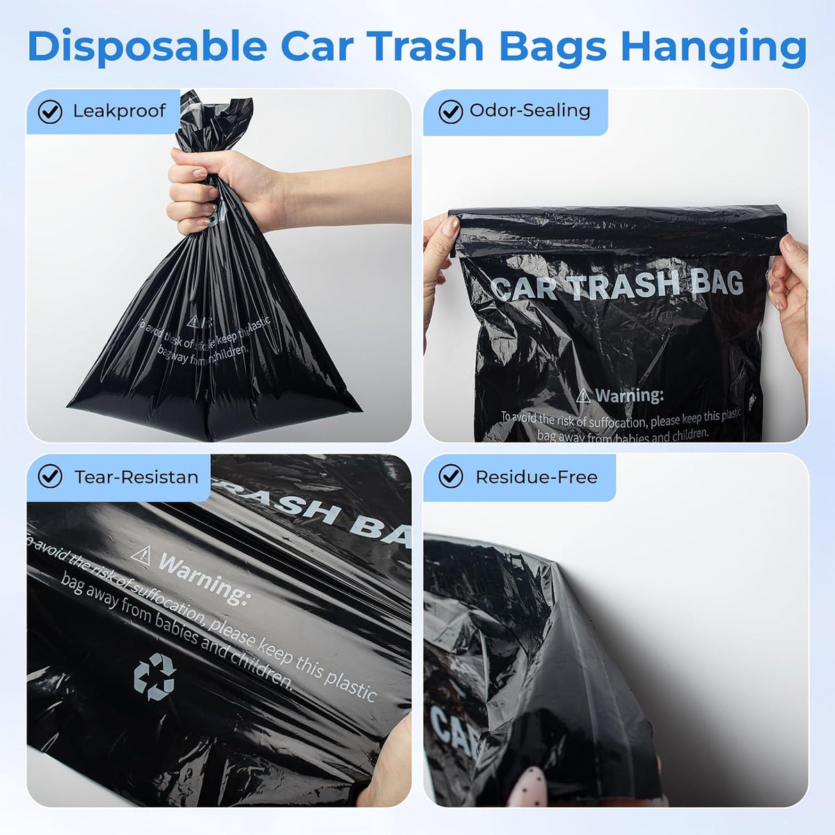 Disposable Car Trash Bags Hanging, Car Garbage Bags(50 Count, Black)
