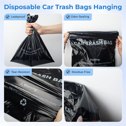 Disposable Car Trash Bags Hanging, Car Garbage Bags(50 Count, Black)