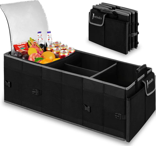 Trunk Organizer and Storage with Built-In Insulated Leak Proof Cooler Bag