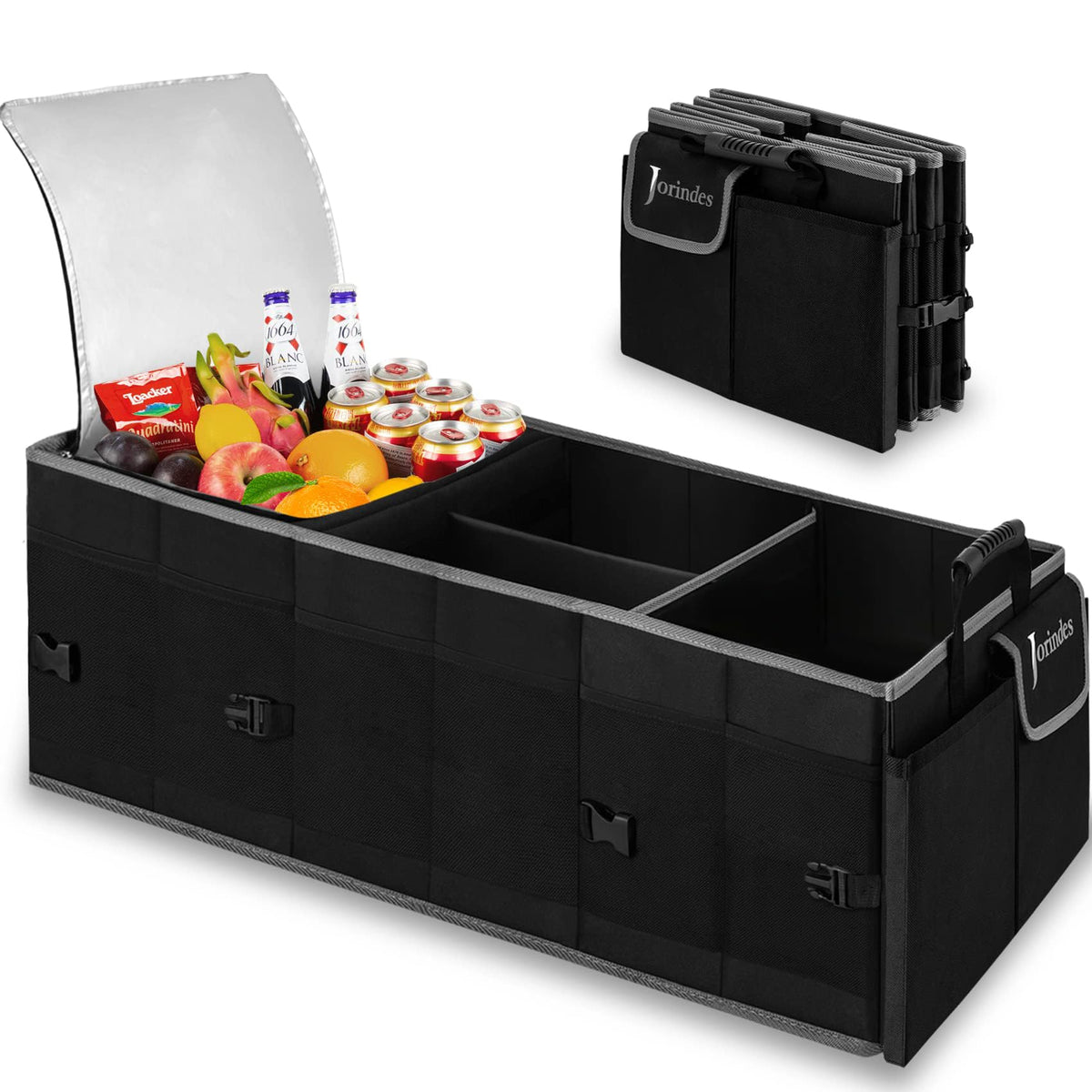 Trunk Organizer and Storage with Built-In Insulated Leak Proof Cooler Bag
