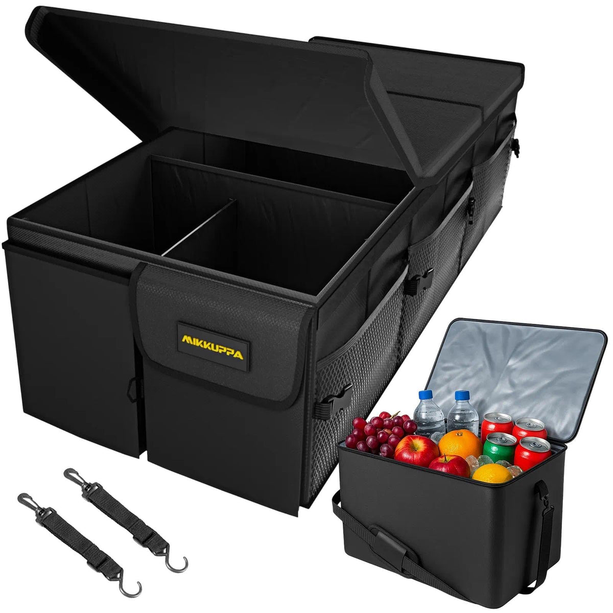 MIKKUPPA Trunk Organizer with Lid - 65L Collapsible Car Organizer, Black