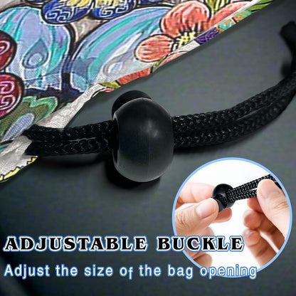 Car Trash Bag Hanging Back of Seat with Adjustable Snap Buckle Strap Cute Printed Drawstring Garbage Bags for Car-Boho Floral
