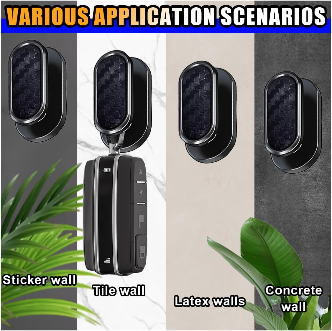 KITUREK Car Mini Hooks, Self-Adhesive Backseat Hangers, 4PCS, Carbon Fiber