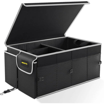 MIKKUPPA Trunk Organizer with Lid - 95L Collapsible Car Organizer, Black