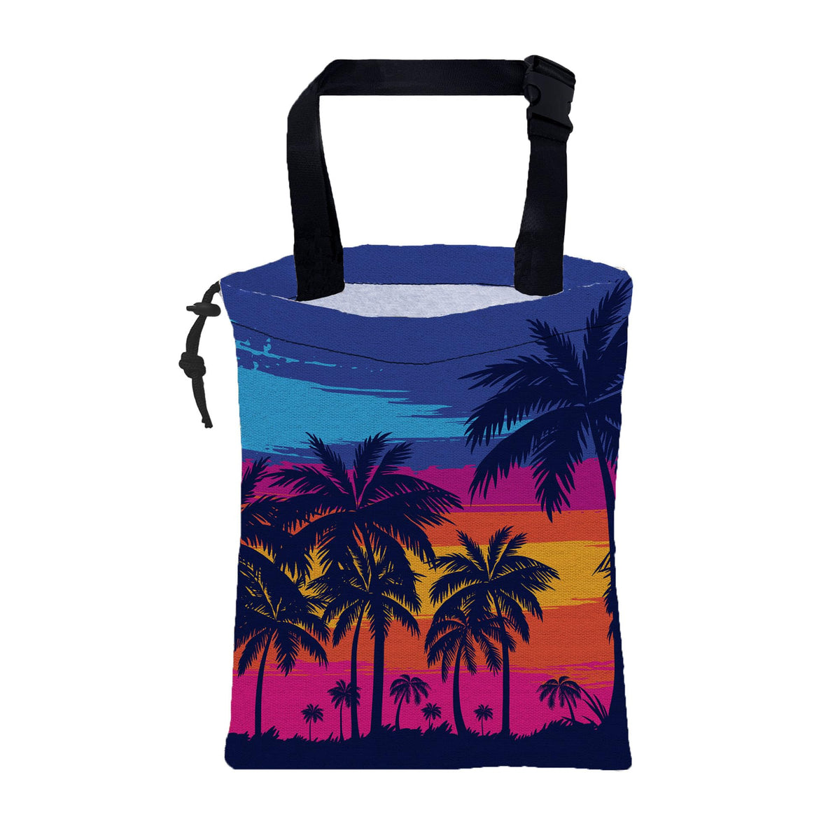 Car Garbage Bag Mountain Lake and Sunrise Drawstring Car Trash Bag Hanging for Back Seat with Adjustable Buckle Canvas Vehicle Trash Can Easy-to-Install