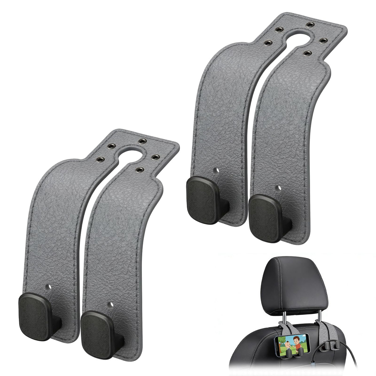 2 Pack Car Seat Back Double Hook, Headrest Hooks for Car, 2026 New Car Seat Back Organizer Storage Hook for Handbag, Purse, Coat Bags, and Accessories