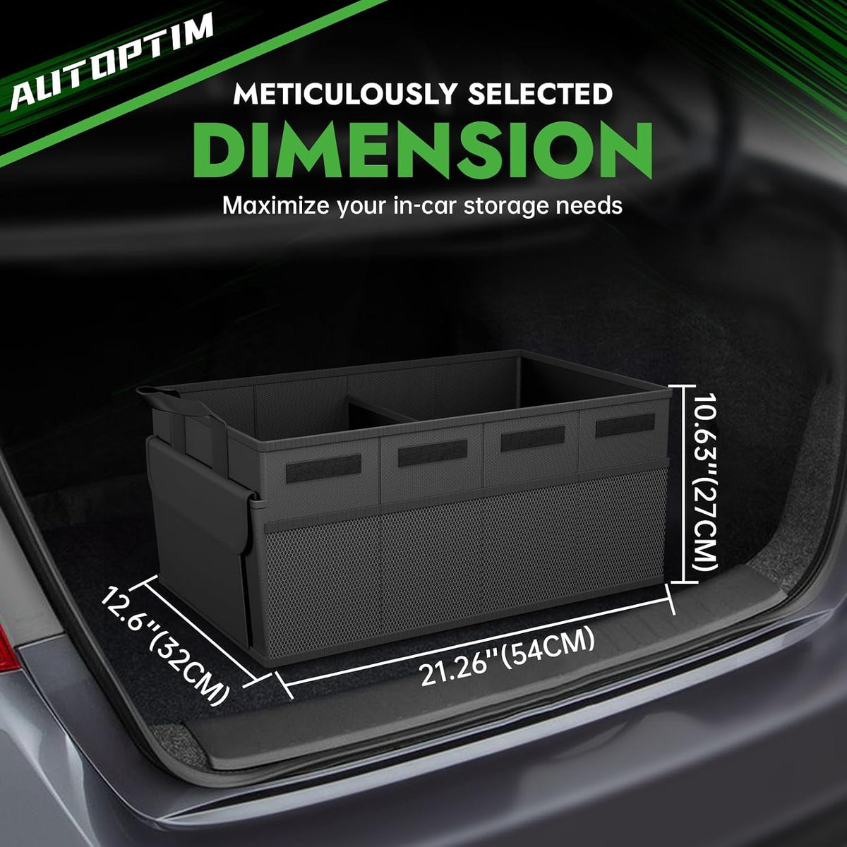 AUTOPTIM Car Trunk Organizer - Collapsible Car Organizer, Black, Medium