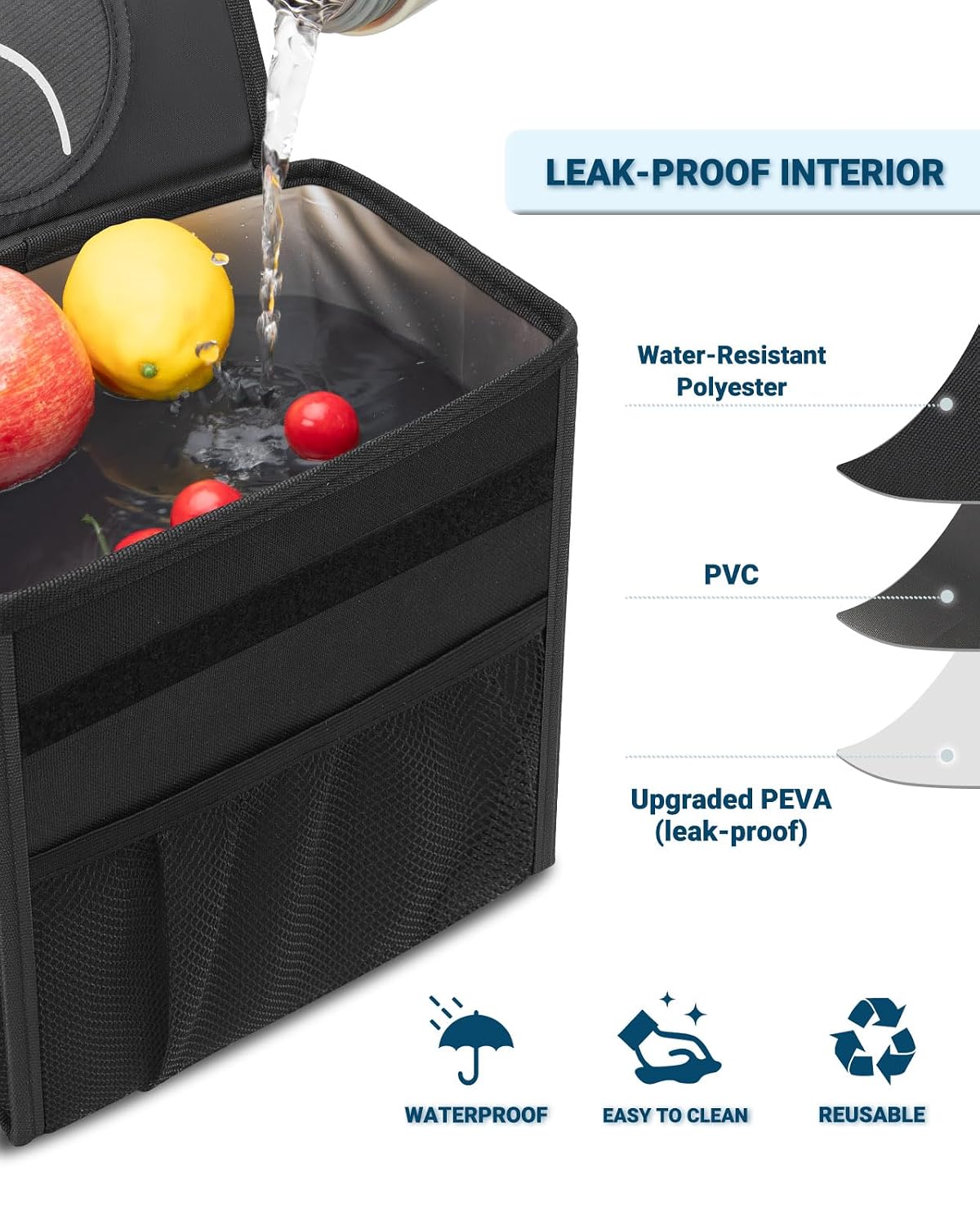 Capolo Car Trash Can with Lid, Leakproof Car Garbage Can Car Trash Bag