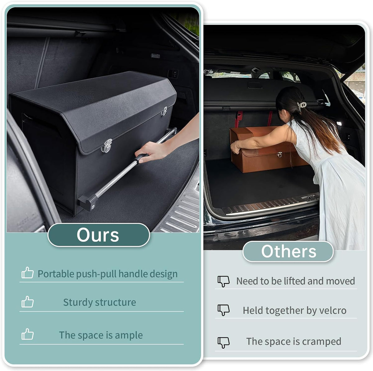 Car Trunk Organizer Leather Car Storage Organizer with Lid Car Organizer