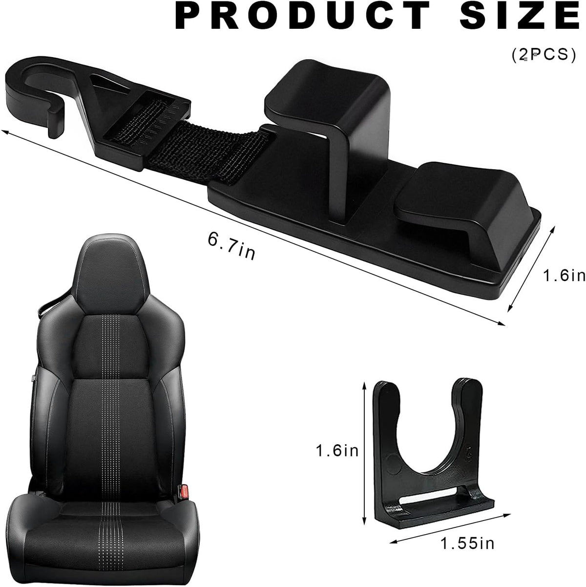 2 PCS Car Seat Headrest Hook, Strong Vehicle Headrest Hook Backseat Hanging Storage Holder, Auto Backseat Hanger Storage Organizer for Handbags Coats Purses Grocery Bags