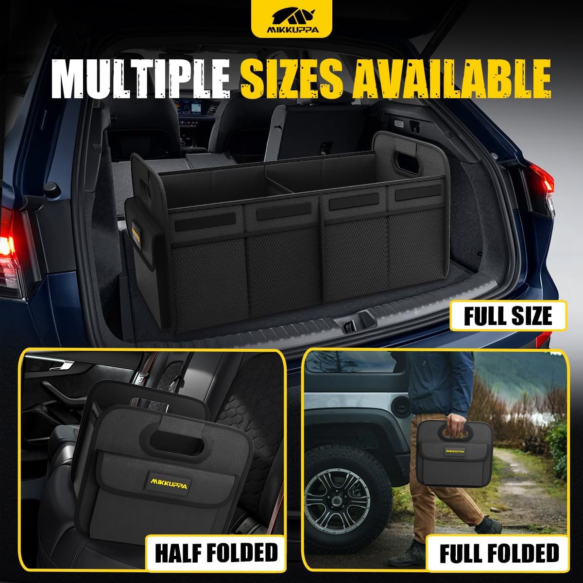MIKKUPPA Car Trunk Organizer - 70L Foldable Car Storage for Grocery, Black