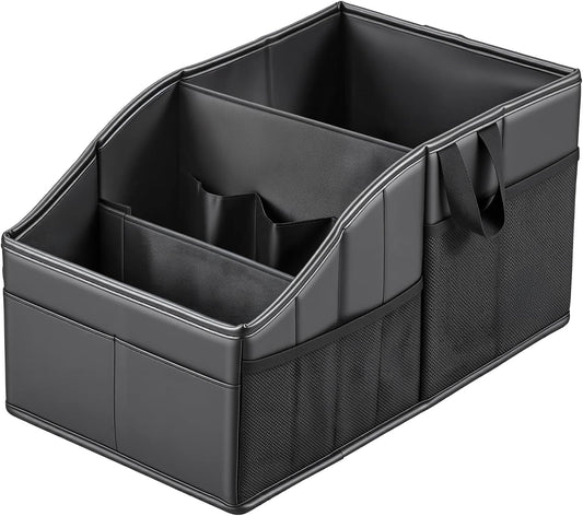WHHMK Sturdy Leather Car Storage Support Up to 33 LB of Weight, Black