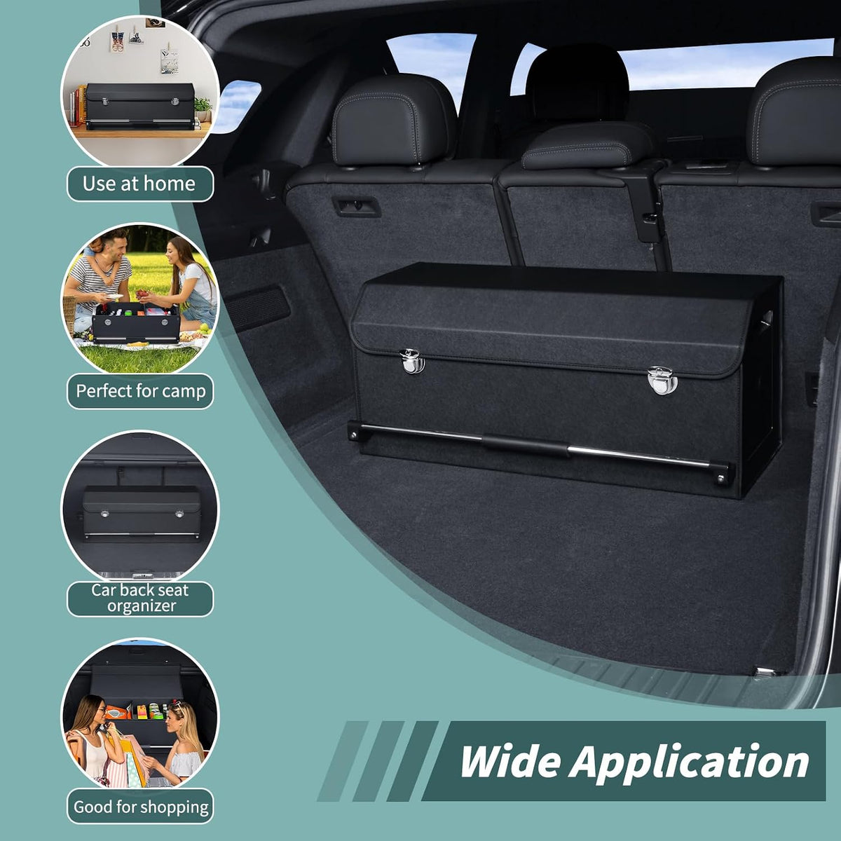 Car Trunk Organizer Leather Car Storage Organizer with Lid Car Organizer