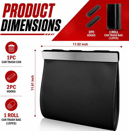 2026 New LED Car Trash Can,Leak-Proof Car Trash Bin with Automotive Trashs Bag for Organizers & Storage,Strong Magnetic Cars Garbage Can for Backseat,Console,Door