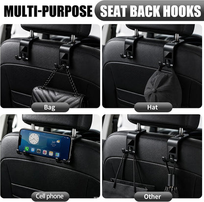 ZSDY Car Seat Headrest Hooks Heavy Duty Vehicle Back Seat Storage Organizer Hanger for Purse Grocery Bags Coat Universal Car Interior Accessories 2 Pack, Black